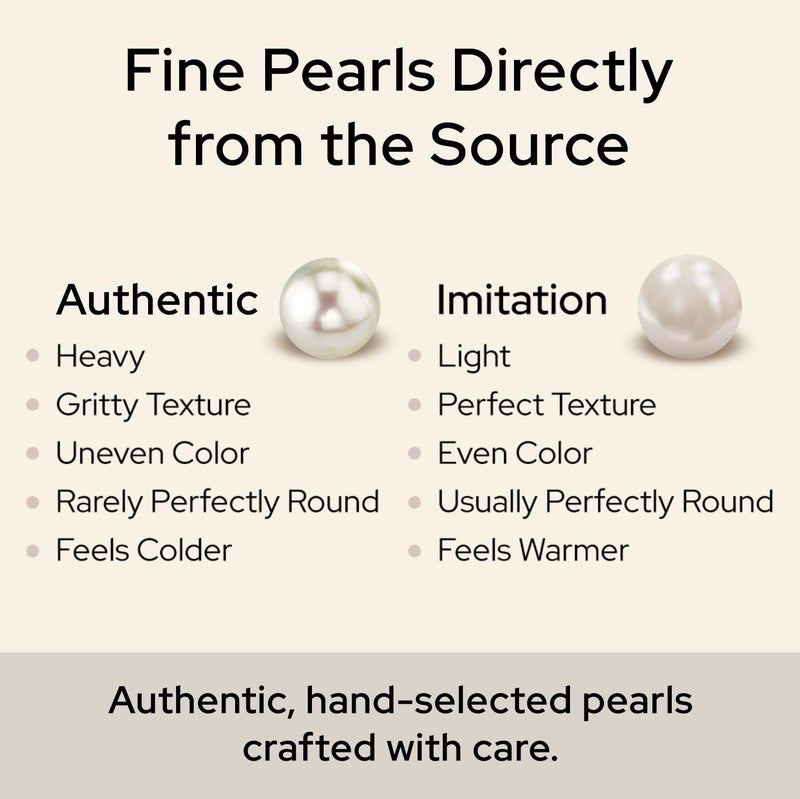 THE PEARL SOURCE Round White Freshwater Real Pearl Earrings for Women - 14k Gold Stud Earrings | Hypoallergenic Earrings with Genuine Cultured Pearls, 6.0-6.5mm - Image 5